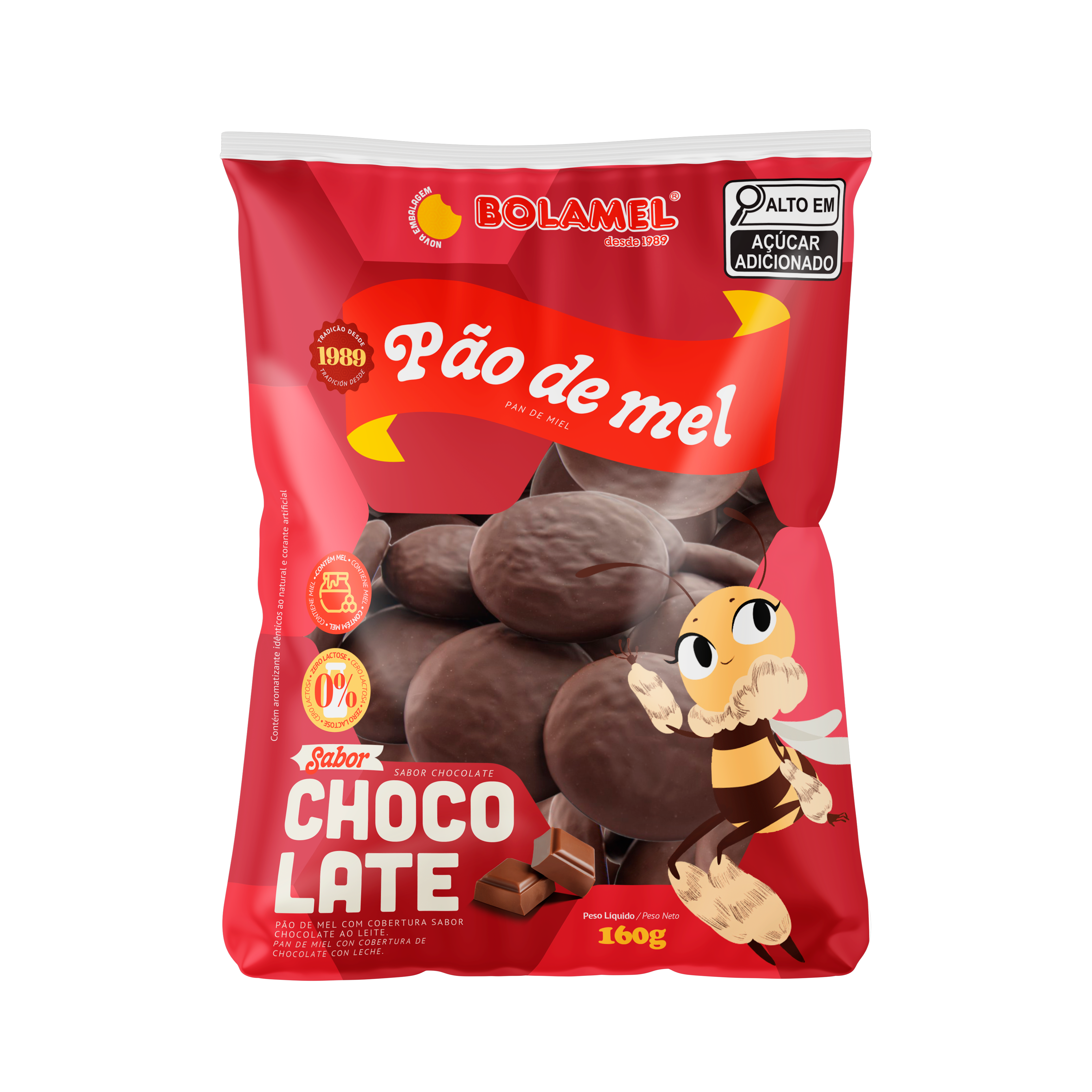 Pão de Mel cobertura chocolate ao leite - 160g