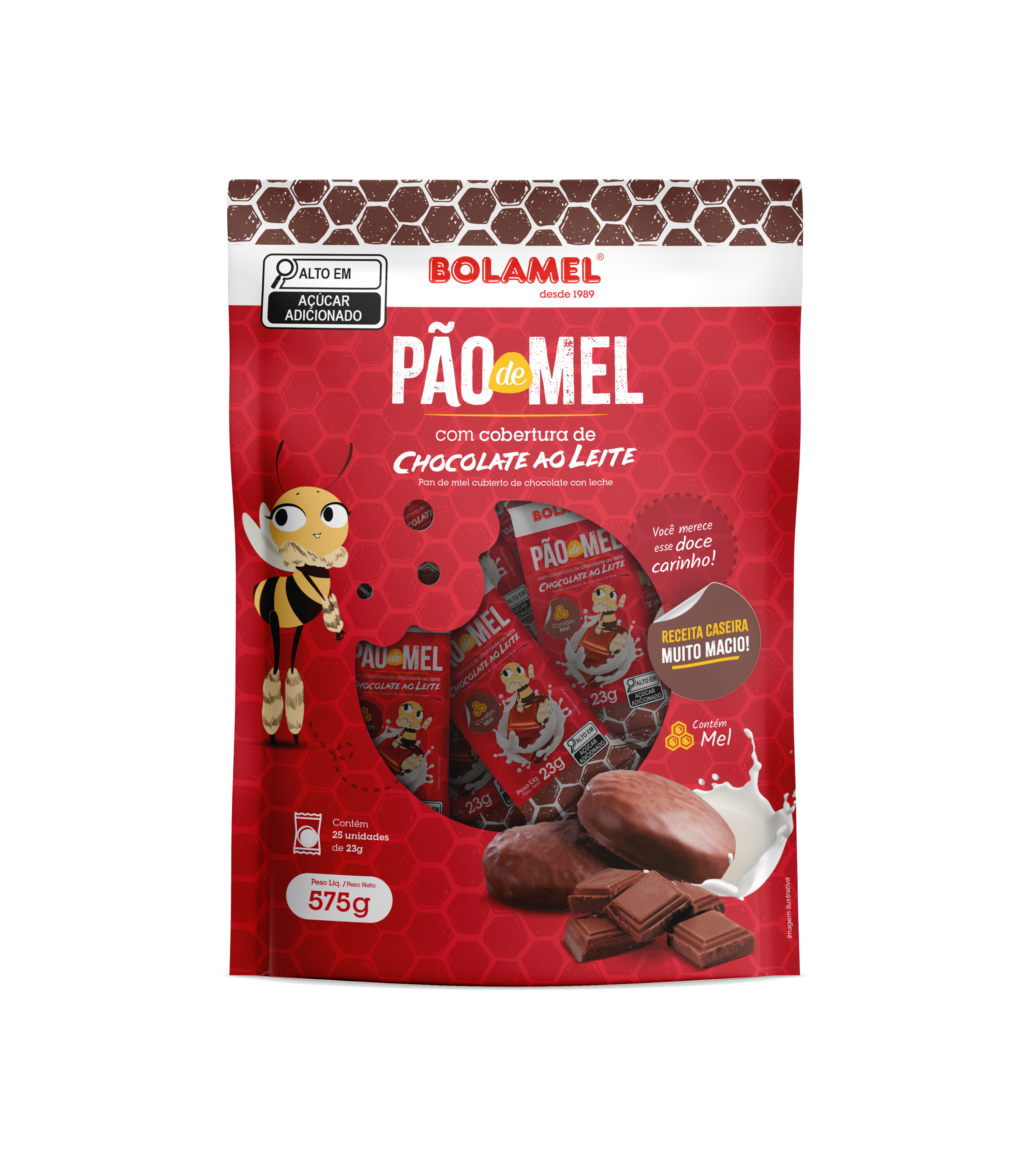 Pão de mel cobertura de chocolate  - 575g